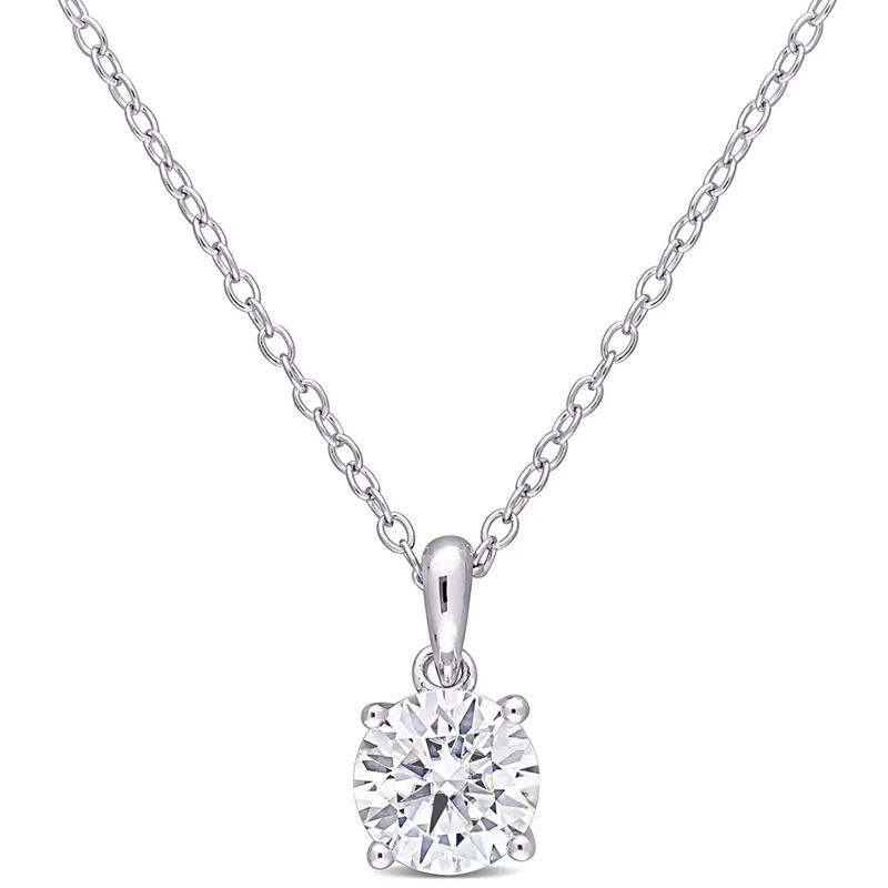 Moissanite Solitaire Pendant in Sterling Silver &#40;1 ct. dew&#41; – Image 1 of 3