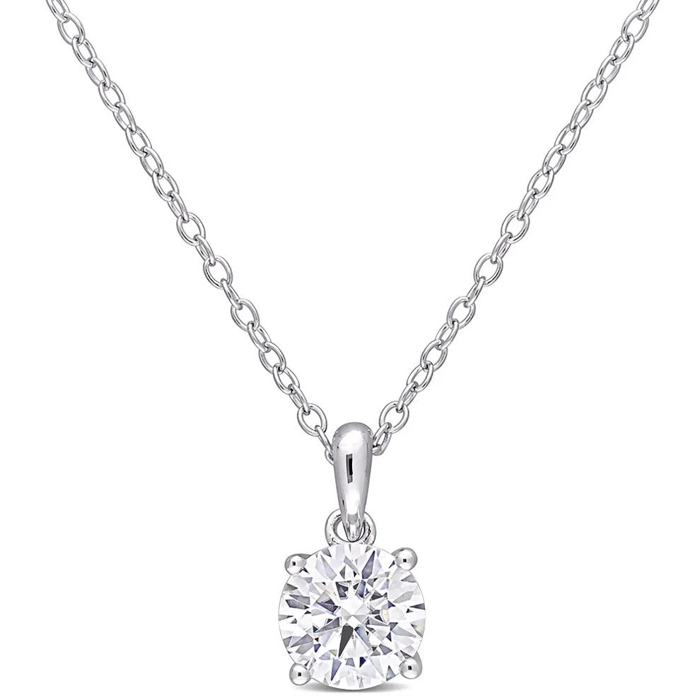 Moissanite Solitaire Pendant in Sterling Silver (1 ct. dew) – Image 1 of 3