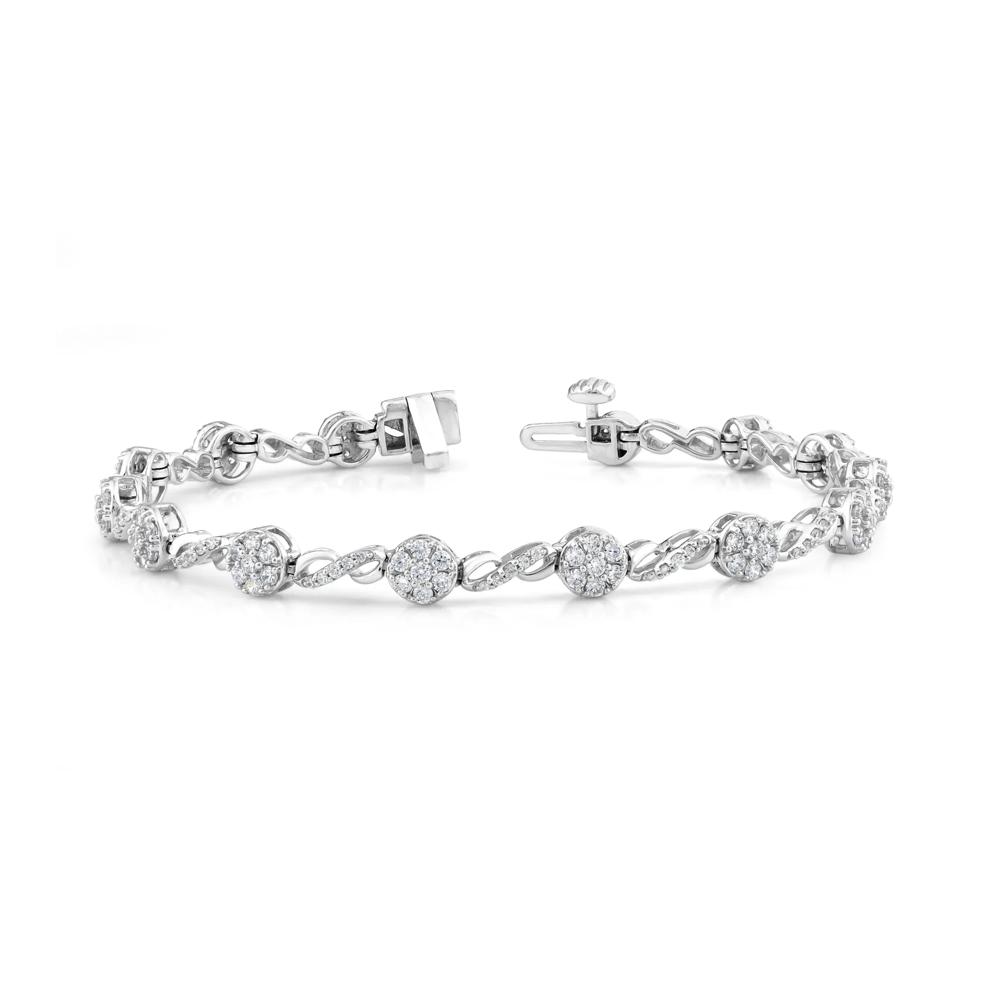 Diamond Cluster Infinity Bracelet in 10K White Gold (2 ct. tw.) – Image 1 of 1
