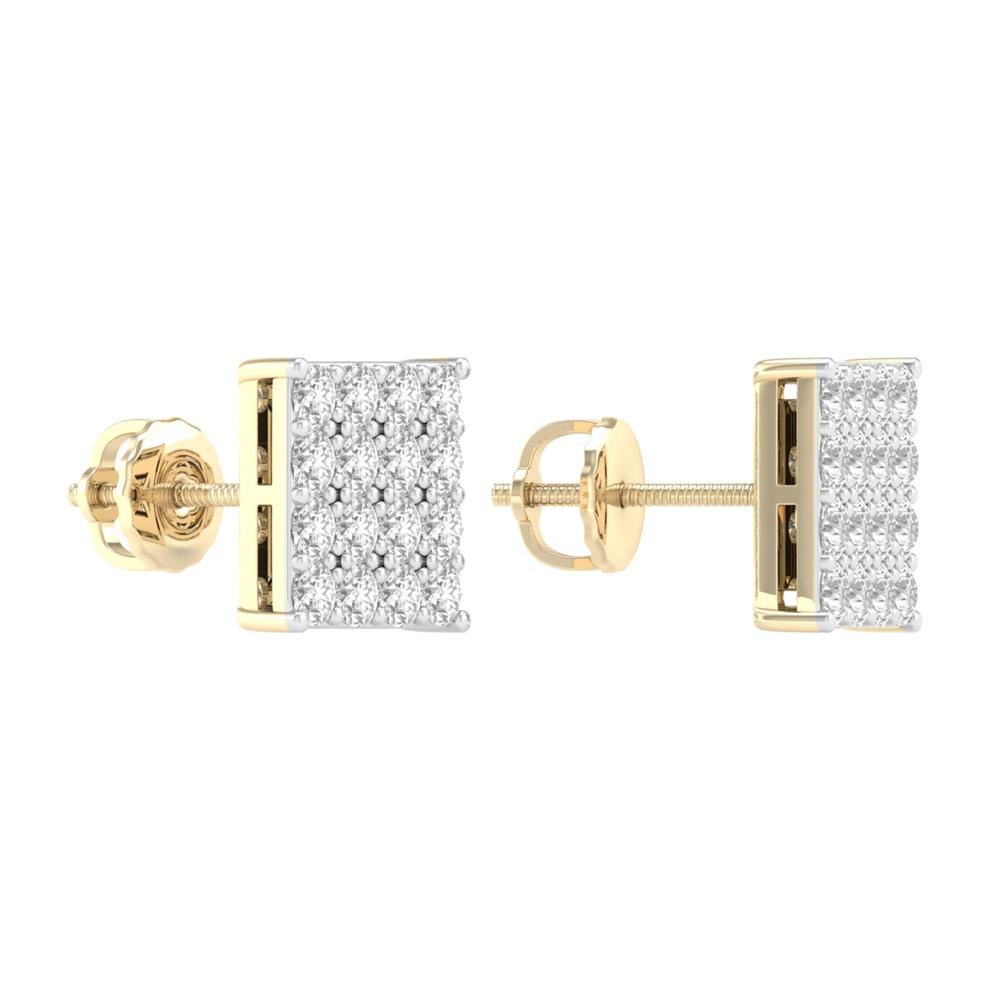 Men's Lab Grown Diamond Square Stud Earrings in 10K Yellow Gold (1 ct. tw.) – Image 3 of 3