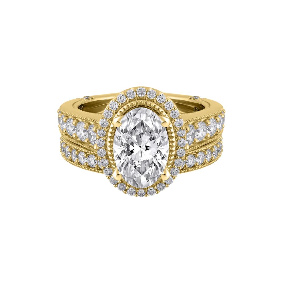 Fran Lab Grown Diamond Oval-Shaped Halo Bridal Set in 14K Yellow Gold (3 1/2 ct. tw.) – Image 1 of 7