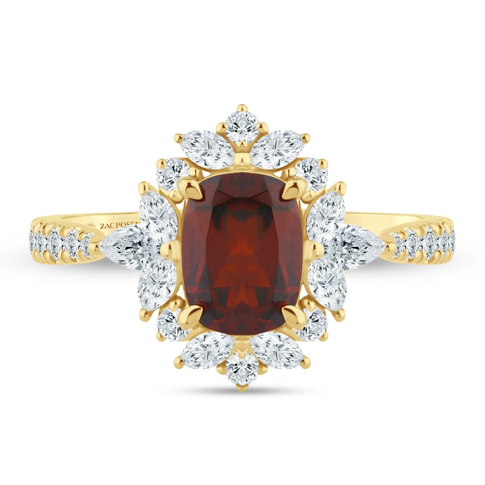 Willa Garnet and Diamond Halo Engagement Ring in 14K Yellow Gold (3/4 ct. tw.) – Image 1 of 3