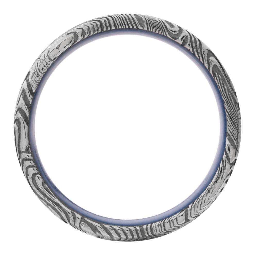 Men&rsquo;s Sunset Damascus &amp; Royal Blue Cerakote Wedding Band, 7MM  – Image 2 of 3