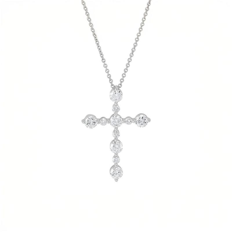 Lab Grown Diamond Cross Pendant in 14K White Gold &#40;1 ct. tw.&#41;  – Image 1 of 3
