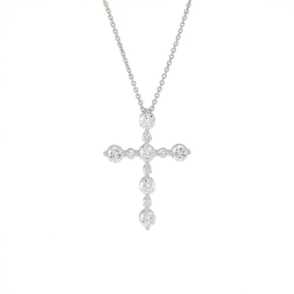 Lab Grown Diamond Cross Pendant in 14K White Gold (1 ct. tw.)  – Image 1 of 3