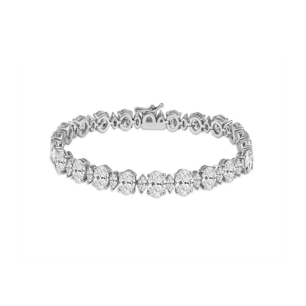 Lab Grown Diamond Oval and Marquise-Cut Bracelet in 14K White Gold (20 ct. tw.) – Image 1 of 3