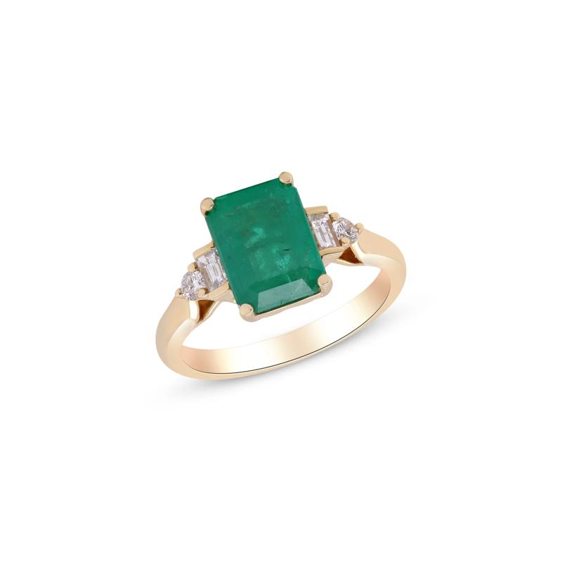 Emerald and Diamond Ring in 14K Yellow Gold &#40;1 3/4 ct. tw.&#41; – Image 4 of 4