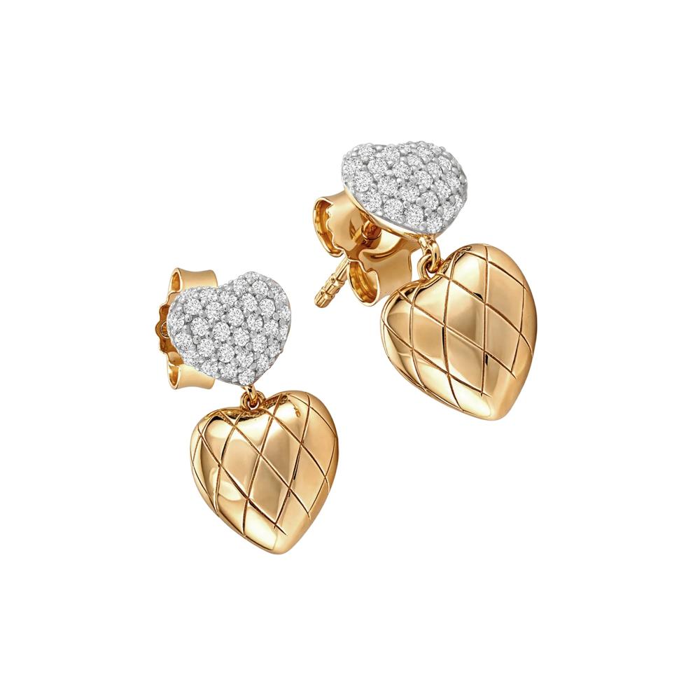 Lab-Created White Sapphire Quilted Heart Drop Earrings in Vermeil – Image 2 of 2