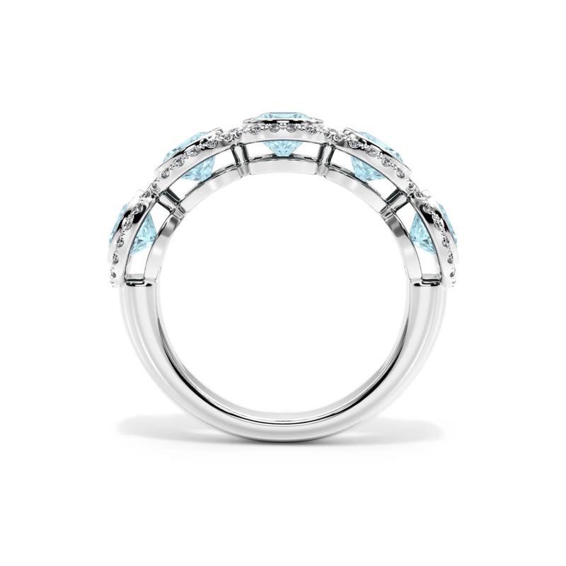 Lab Grown Diamond Blue Cushion-Cut &amp; Round Anniversary Band in 14K White Gold &#40;3 ct. tw.&#41; – Image 2 of 4
