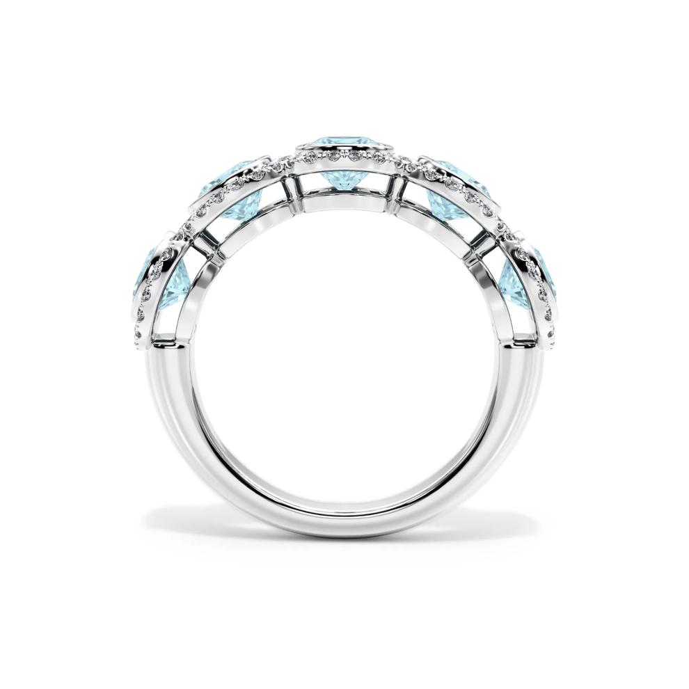 Lab Grown Diamond Blue Cushion-Cut &amp; Round Anniversary Band in 14K White Gold (3 ct. tw.) – Image 2 of 4