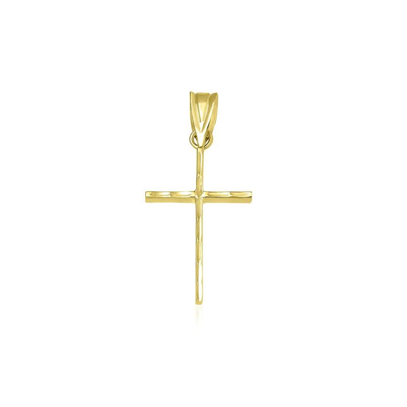 Polished Diamond Cut Cross in 14K Yellow Gold – Image 1 of 1