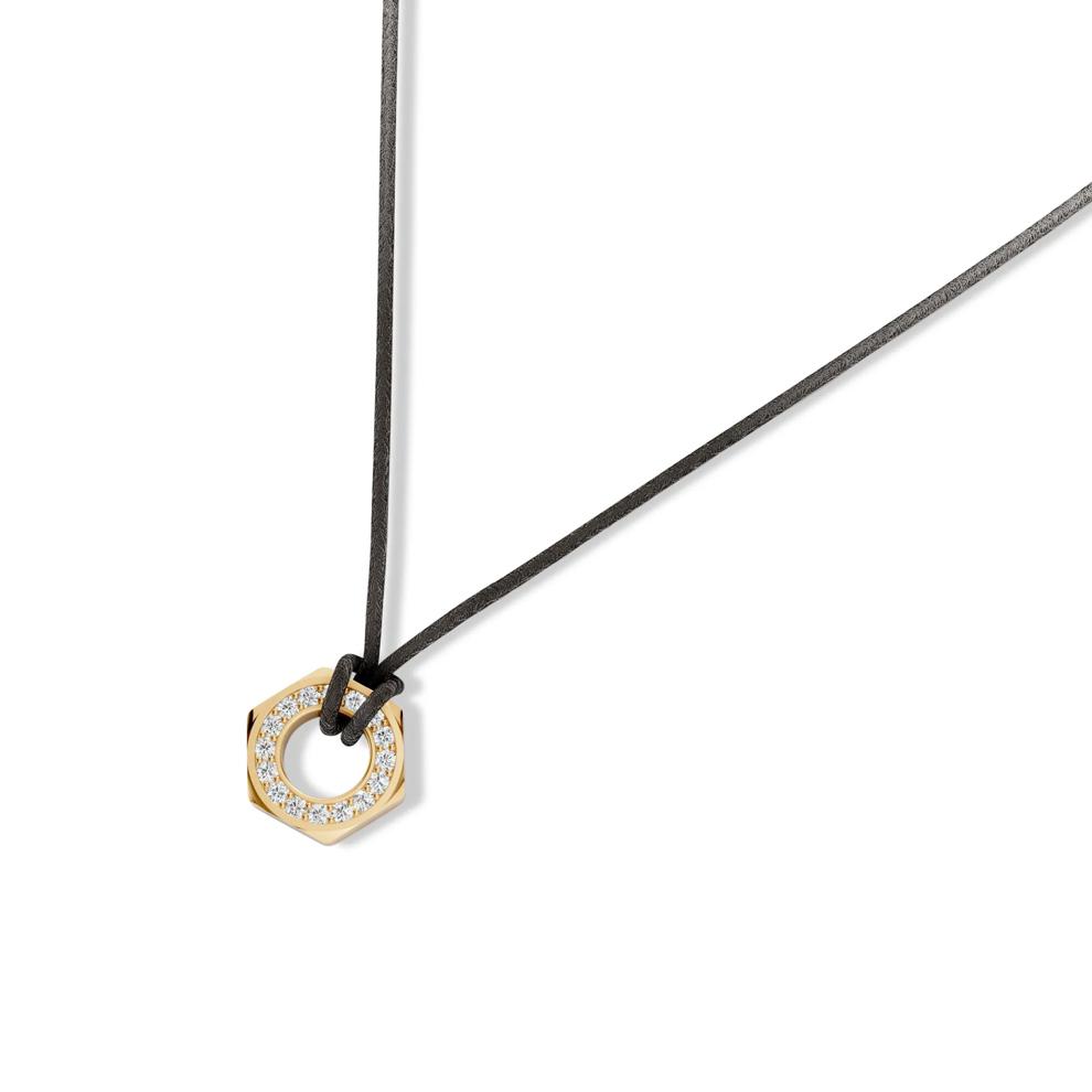 Men's Lab Grown Diamond Hex Nut Design Cord Pendant Necklace in Vermeil (1/2 ct. tw.) – Image 4 of 4