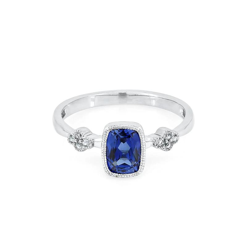 Lab Created Blue &amp; White Sapphire Stack Ring in Sterling Silver – Image 1 of 3