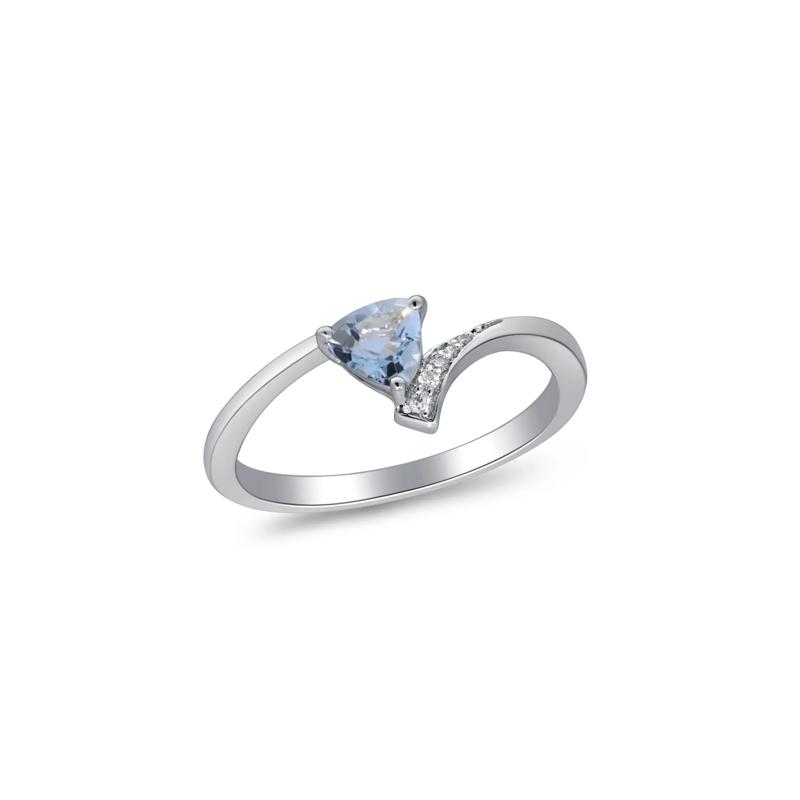 Aquamarine and Diamond Accent Bypass Ring in Sterling Silver – Image 4 of 5