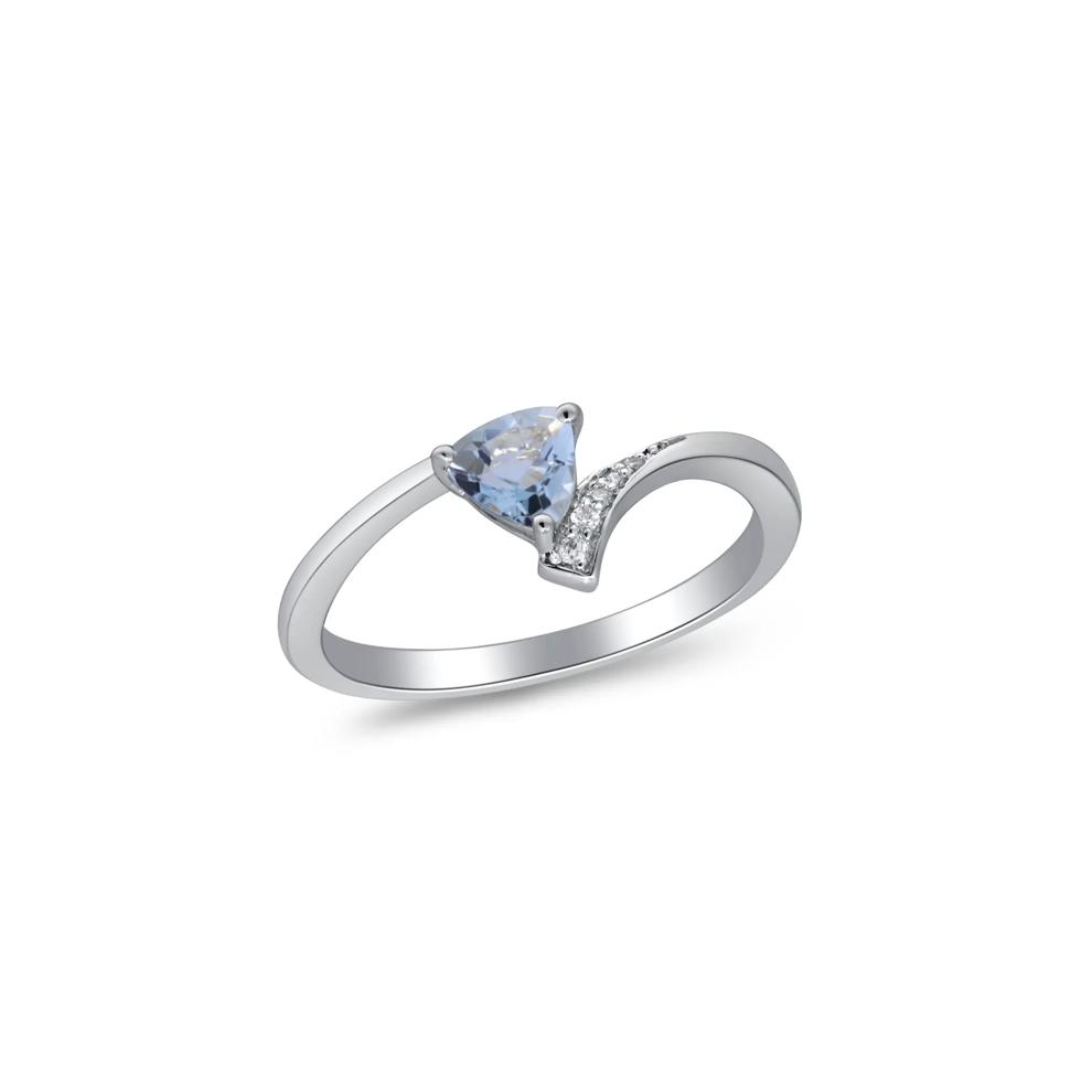 Aquamarine and Diamond Accent Bypass Ring in Sterling Silver – Image 4 of 5