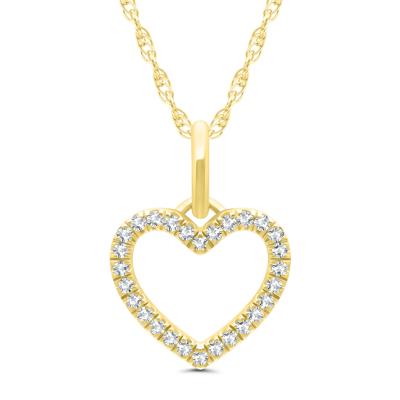 Round Diamond Heart Pendant Necklace in 10K Yellow Gold (1/10 ct. tw.)