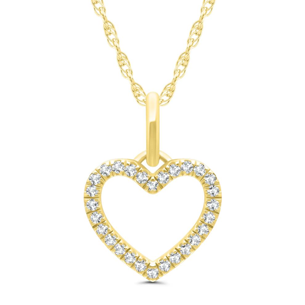 Round Diamond Heart Pendant Necklace in 10K Yellow Gold (1/10 ct. tw.) – Image 1 of 3