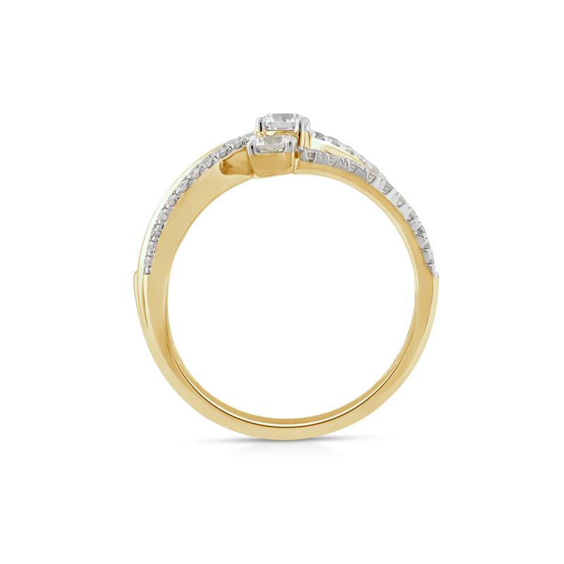 Diamond Three-Row Orbit Ring in 10K Yellow Gold &#40;3/4 ct. tw.&#41; – Image 2 of 3