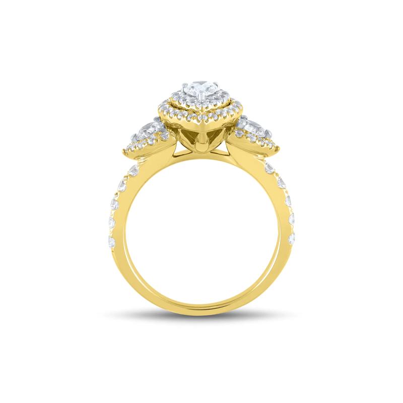 1 1/2 ct. tw. Pear-Shaped Halo Diamond Engagement Ring in 14K Yellow Gold – Image 2 of 3