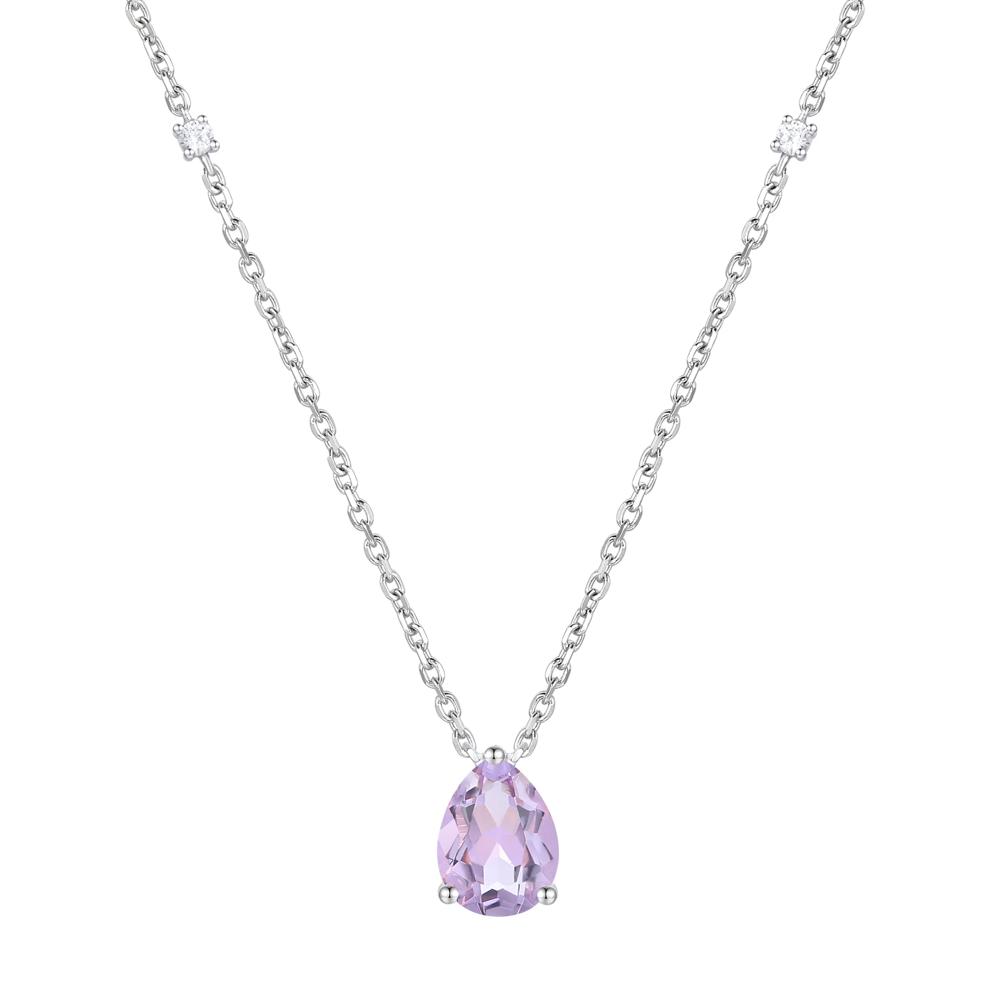 Rose de France Amethyst &amp; Diamond Accent Pendant Necklace in 10K White Gold – Image 1 of 4