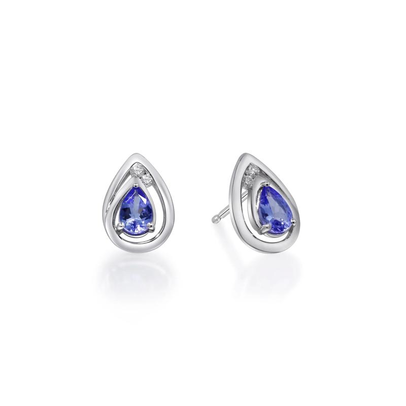 Tanzanite and Diamond Accent Earrings in Sterling Silver – Image 2 of 3