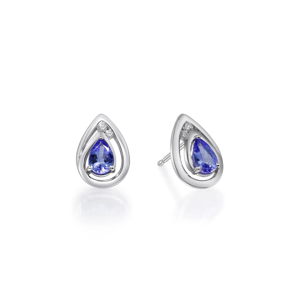 Tanzanite and Diamond Accent Earrings in Sterling Silver – Image 2 of 3