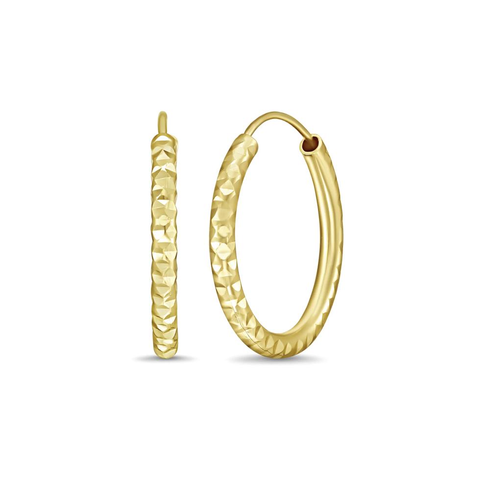 Diamond-Cut Hoop Earrings in 10K Yellow Gold, 25MM – Image 1 of 4