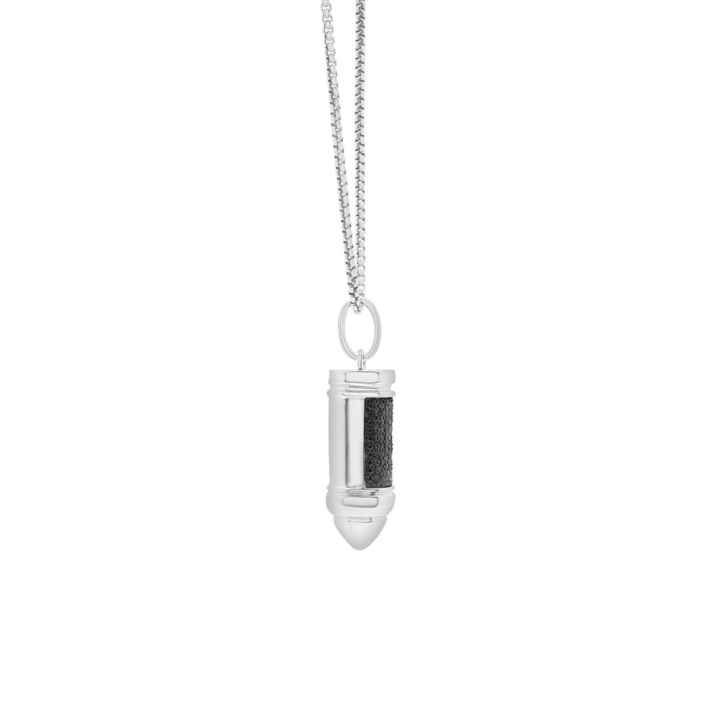Men's Black Diamond Bullet Pendant Necklace in Sterling Silver (1/4 ct. tw.) – Image 2 of 4