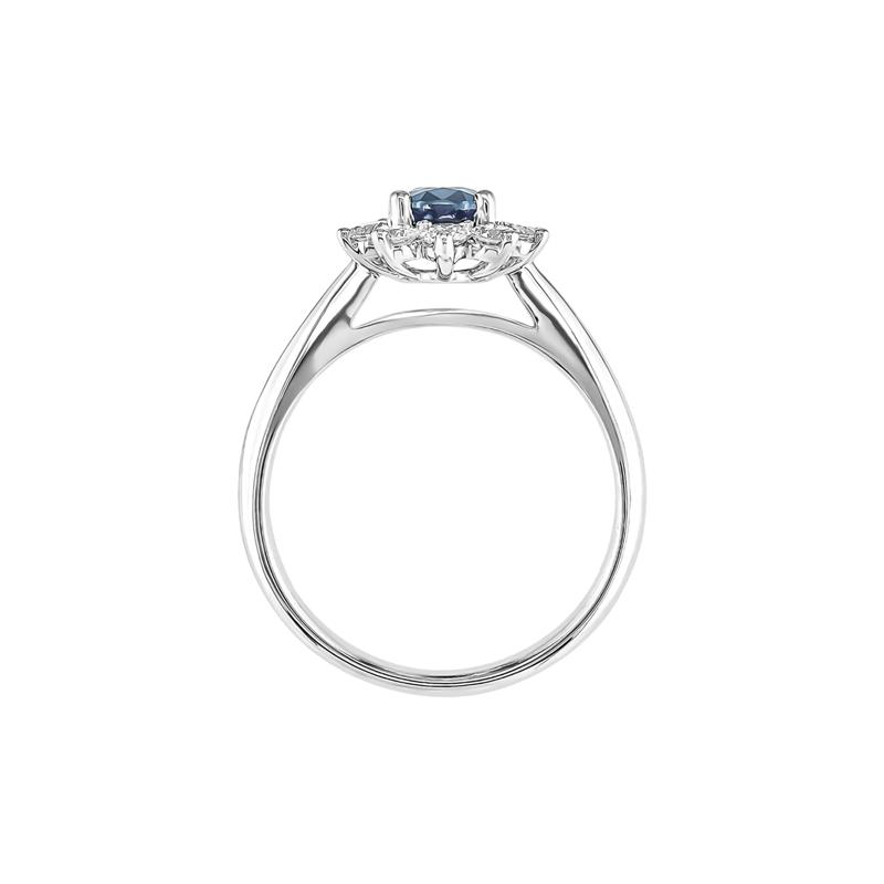 Oval Blue Sapphire Ring with Diamond Halo in 14k white gold &#40;5/8 ct. tw.&#41; – Image 2 of 3