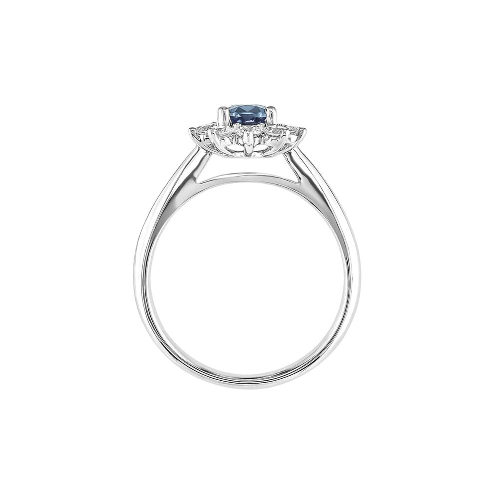 Oval Blue Sapphire Ring with Diamond Halo in 14k white gold (5/8 ct. tw.) – Image 2 of 3