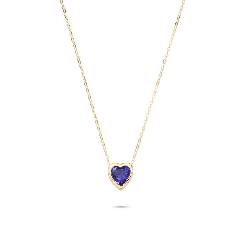 Amethyst Heart Shaped Necklace in 10K Yellow Gold – Image 1 of 2