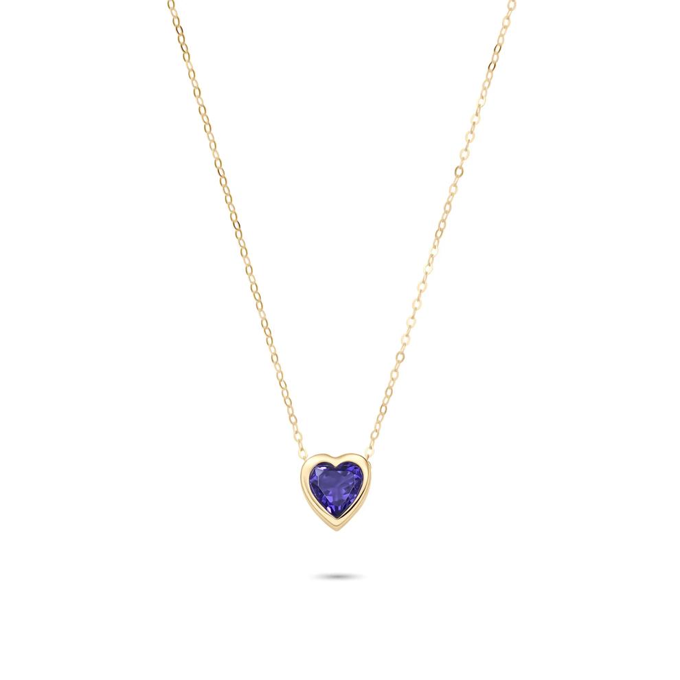 Amethyst Heart Shaped Necklace in 10K Yellow Gold – Image 1 of 4