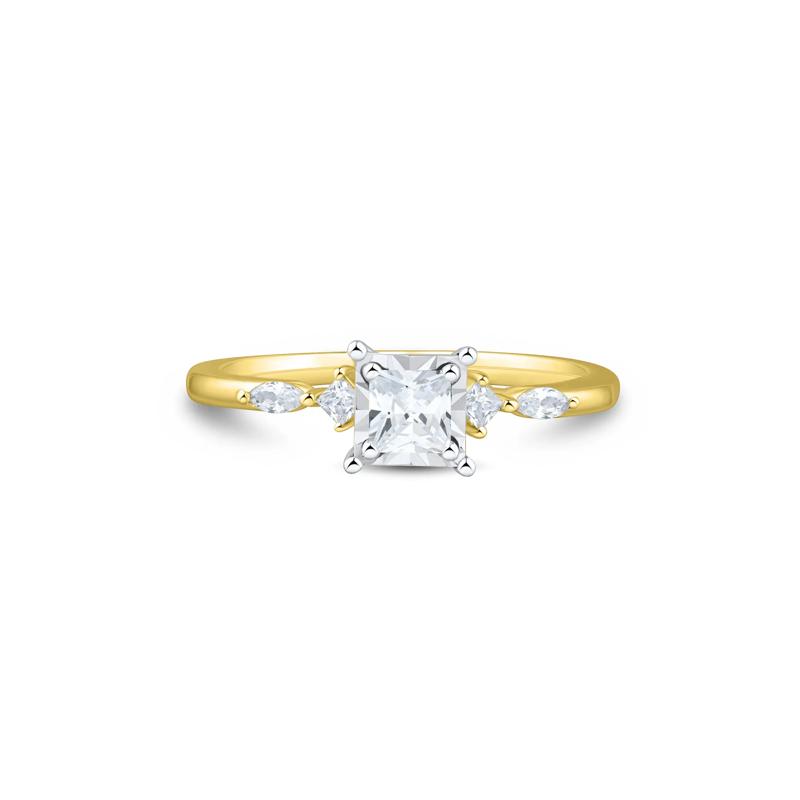 Lab Grown Diamond Princess-Cut Promise Ring in 10K Yellow and White Gold &#40;1/2 ct. tw.&#41; – Image 1 of 3