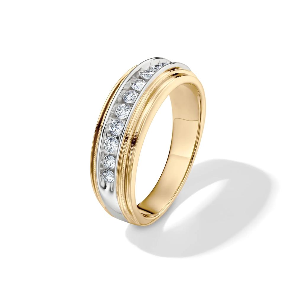Men's 1/2 ct. tw. Diamond Band in 14K Yellow &amp; White Gold  – Image 4 of 4