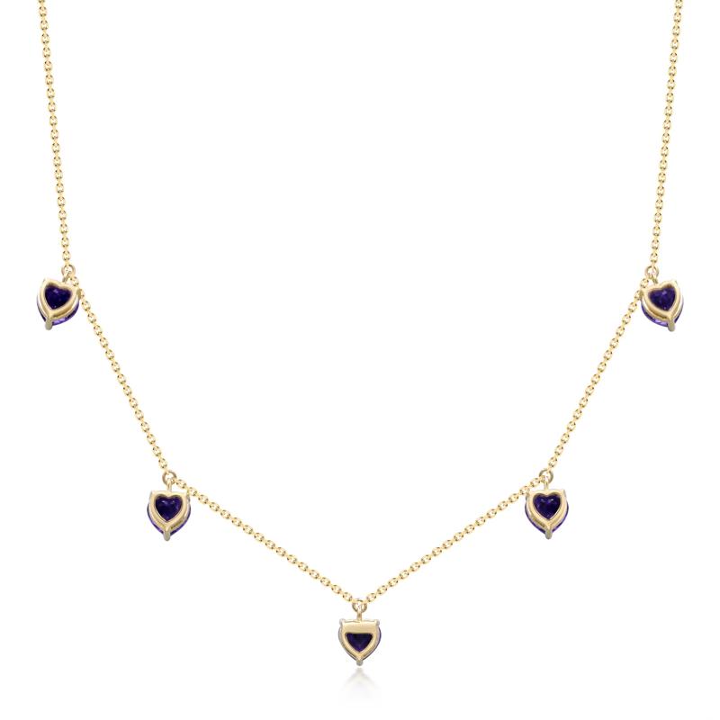 Heart-Shaped Amethyst Necklace in 10K Yellow Gold – Image 3 of 4
