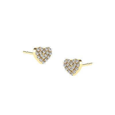 Diamond Heart Stud Earrings in 10K Yellow Gold (1/10 ct. tw.)