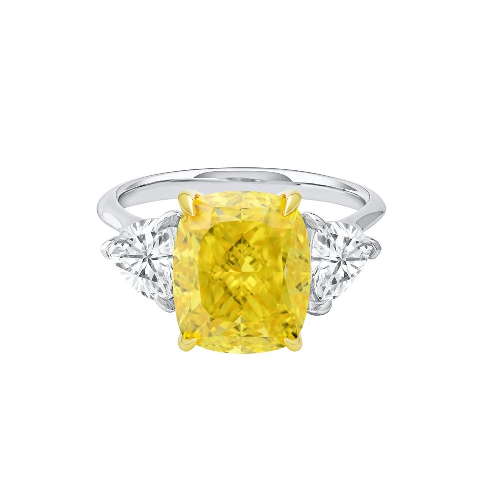 Lab Grown Diamond Yellow Elongated Cushion-Cut Center Engagement Ring in 18K White &amp; Yellow Gold (6 3/8 ct. tw.) – Image 1 of 5