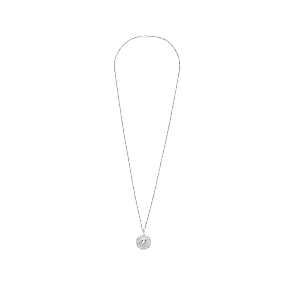 Men's Black Diamond Accent Lion's Head Medallion Pendant Necklace in Sterling Silver – Image 3 of 4