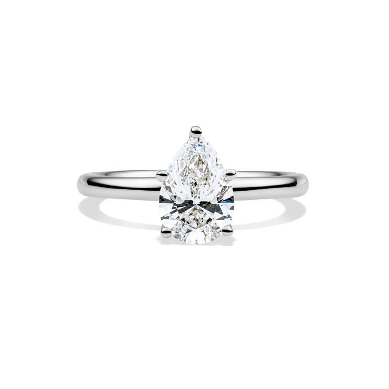 Lab Grown Diamond Pear-Shaped Solitaire Engagement Ring in Platinum &#40;1 1/2 ct.&#41; – Image 1 of 4