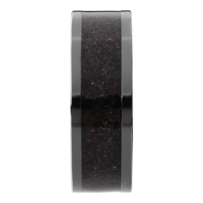 Men&rsquo;s Black Dinosaur Bone Mosaic Inlay Wedding Band in Black Zirconium, 8MM  – Image 2 of 3