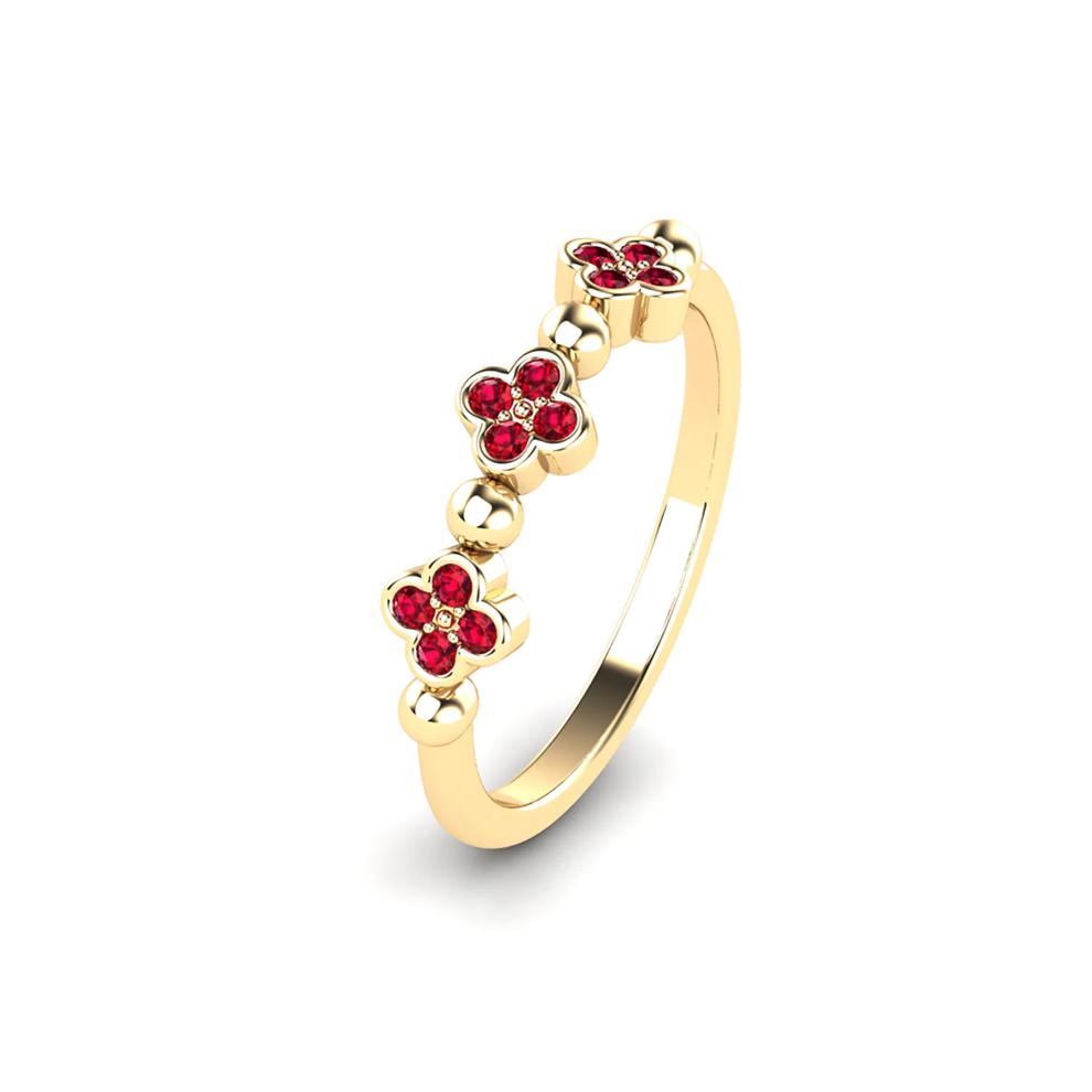 Ruby Clover Stack Band in 10K Yellow Gold – Image 4 of 4