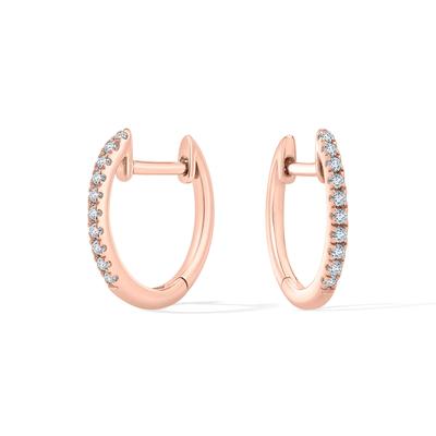 Diamond Huggie Hoop Earrings in 10K Rose Gold, 12mm (1/10 ct. tw.)