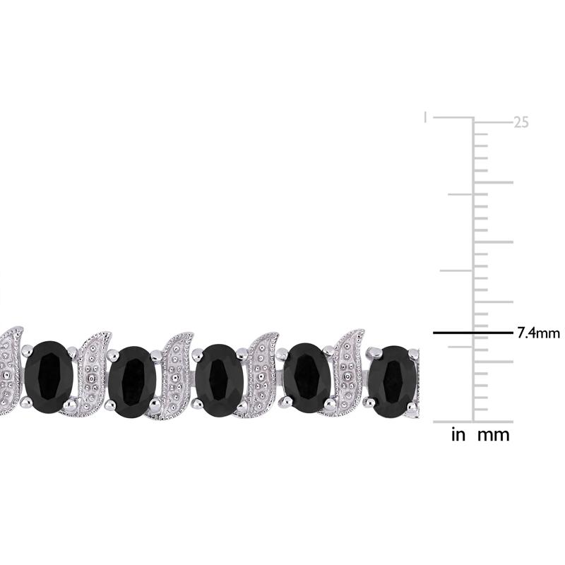 Black Sapphire &amp; Diamond Accent Bracelet in Sterling Silver  – Image 3 of 5