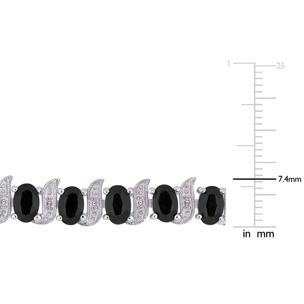 Black Sapphire &amp; Diamond Accent Bracelet in Sterling Silver  – Image 3 of 5