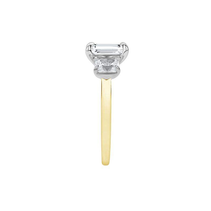 Scottie Lab Grown Diamond Radiant-Cut Three-Stone Engagement Ring in 14K White and Yellow Gold &#40;3 ct. tw.&#41; – Image 3 of 5