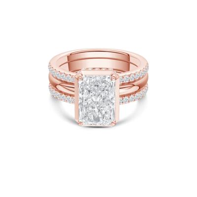 Madison Lab Grown Diamond Radiant-Cut Engagement Set in 14K Rose Gold (3 ct. tw.)