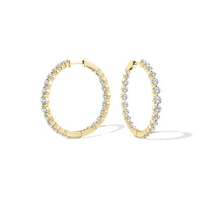 Lab Grown Diamond Shared-Prong Hoop Earrings in 10K Yellow Gold (3 ct. tw.)