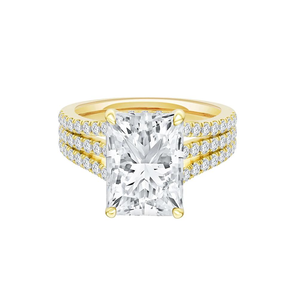 Lotus Lab Grown Diamond Radiant-Cut Engagement Ring in 18K Yellow Gold (4 3/4 ct. tw.) – Image 1 of 1
