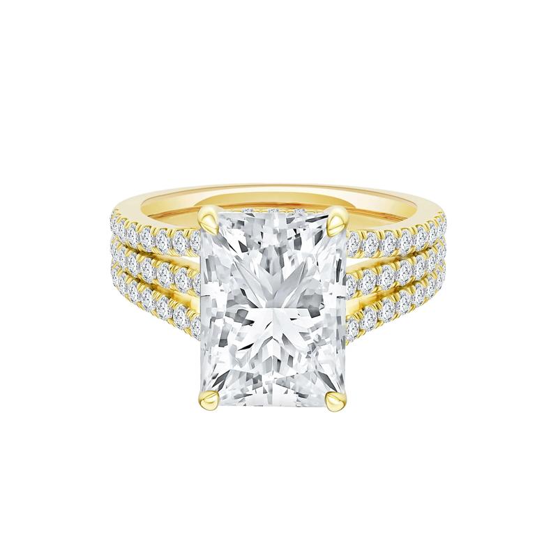Lotus Lab Grown Diamond Radiant-Cut Engagement Ring in 18K Yellow Gold &#40;4 3/4 ct. tw.&#41; – Image 1 of 5