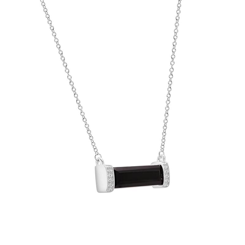 Black Agate and Diamond Accent Pendant in Sterling Silver – Image 2 of 4